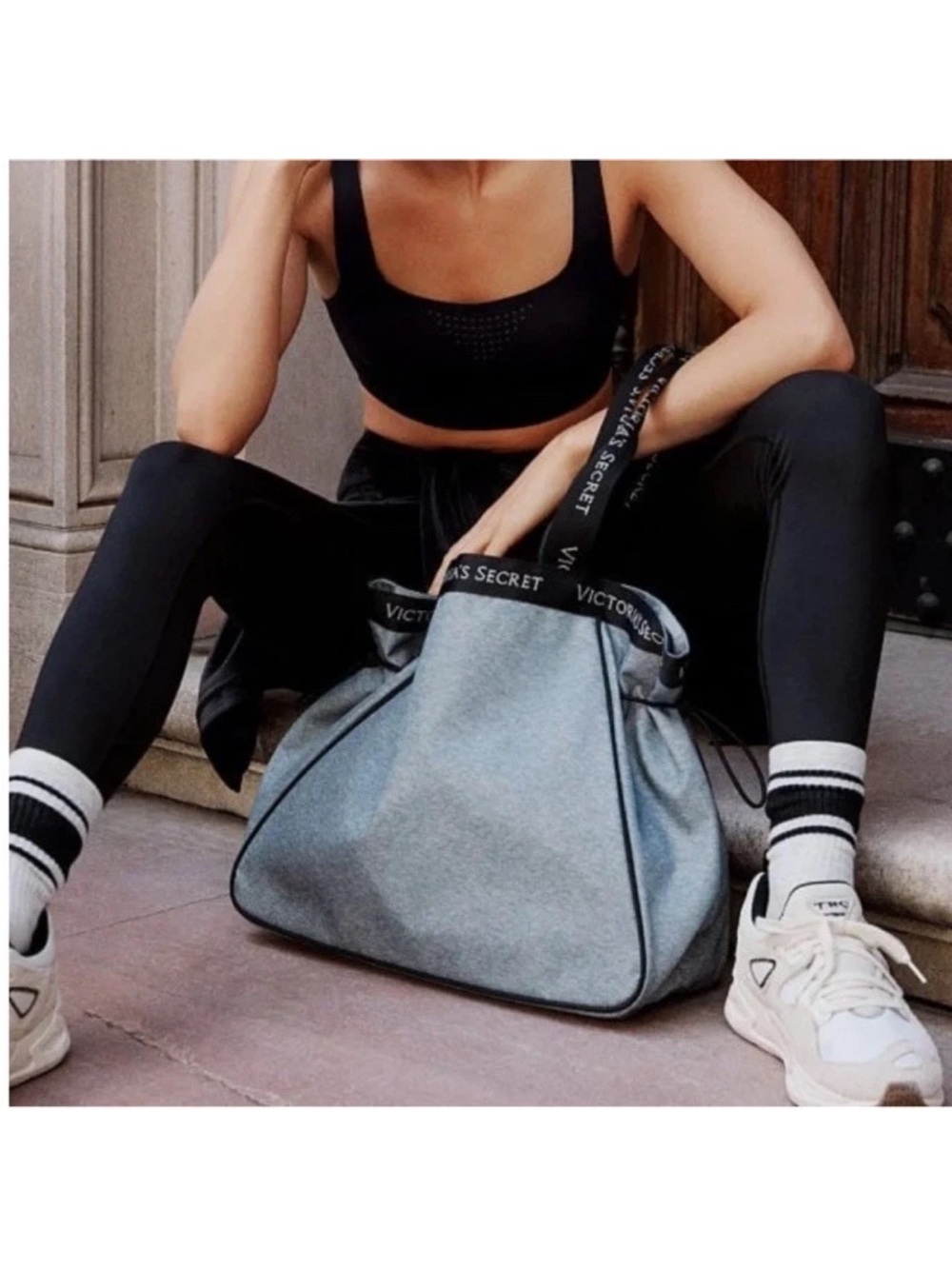 Victoria’s Secret  VS Duffle Bag Zippered Tote Gym Travel Weekender Gray NEW